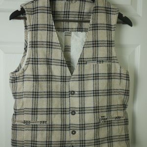 Zara Vest/Waistcoat, Plaid, Size Small, Beige